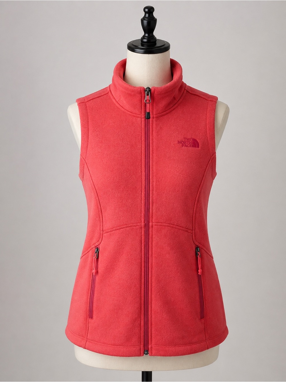 The North Face Coral Red Fleece Vest - Women's Sleeveless Zip